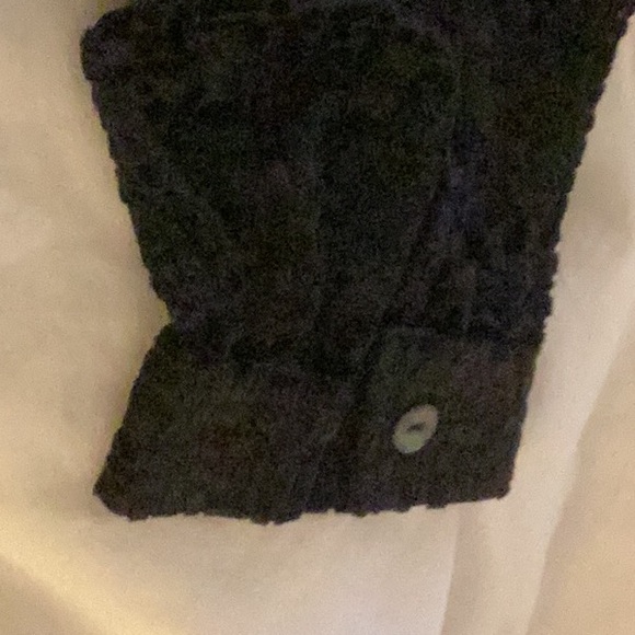 L XL Black Rayon Velvet Burn Out Geometric Button Down Shirt Sheer - Picture 6 of 8